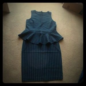 Ann Taylor pinstripe pencil skirt peplum top